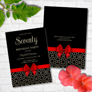 Convite Aniversário do 70 Vermelho Geométrico do Dourado E