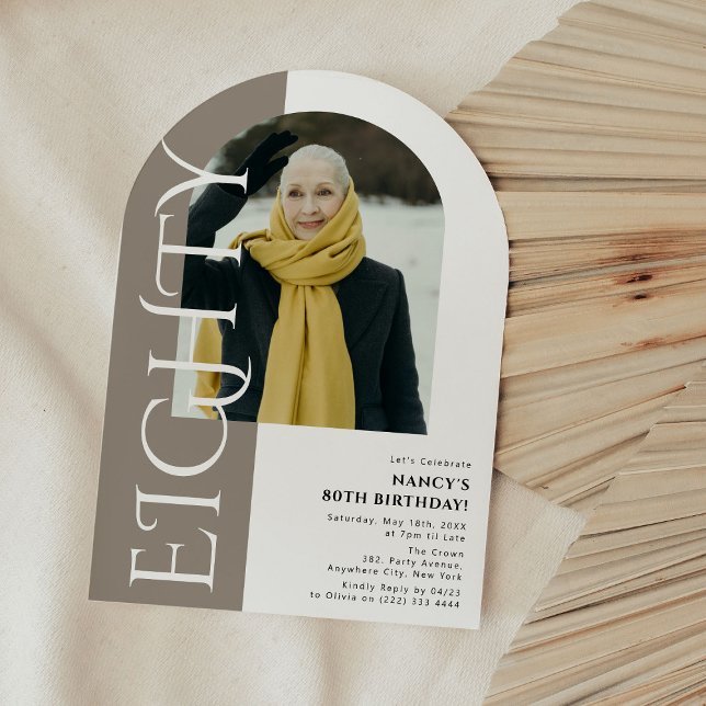 Convite Aniversário do 80 de Foto de Arch OITO Mínimo (Criador carregado)