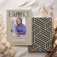 Aniversário do 80 de Foto e Assinatura Moderno Ova