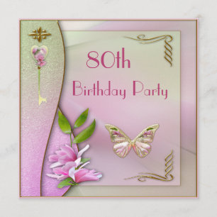 Convite Aniversário do 80 glamoroso da chave, da magnóli