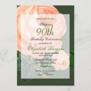 Convite Aniversário do 90 Birthday Rosa Pessoal Monograma