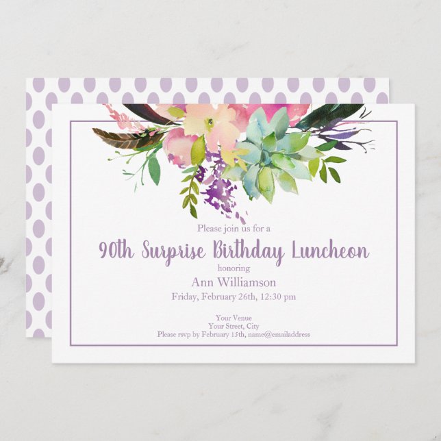 Convite Aniversário do 90 de Flor de Água Puro (Frente/Verso)