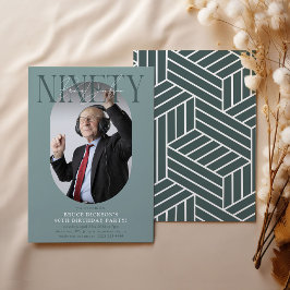 Convite Aniversário do 90 de Foto e Assinatura Moderno Ova