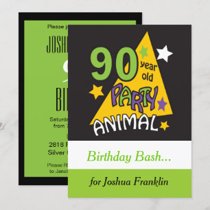 Convite Aniversário do 90 do animal de partido   das