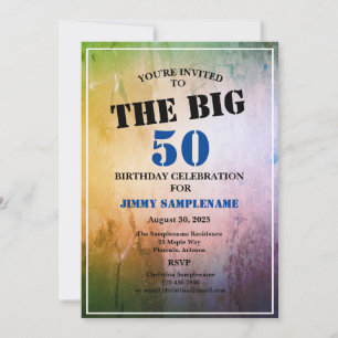 Convite Aniversário do Abstrato Azul Celebrando o Grande