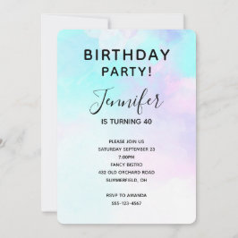 Convite Aniversário do Abstrato Azul e Púrpura