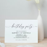 Convite Aniversário do Adulto Branco Simples e Minimalista<br><div class="desc">Convite de Aniversário para Adultos Brancos com Script Minimalista Simples</div>