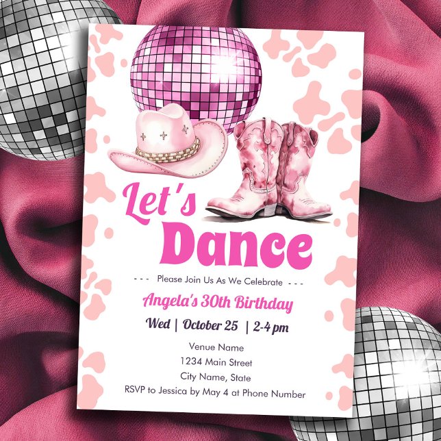 Convite Aniversário do Adulto do Partido da Dança de Cowgi (Criador carregado)