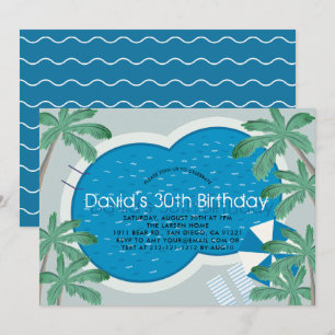 Convite Aniversário do Adulto do Partido da Piscina de Pa