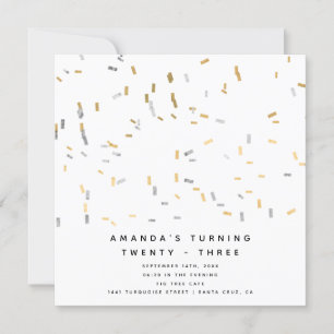 Convite Aniversário do Adulto Faux Dourado Silver Modern S