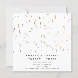 Convite Aniversário do Adulto Silver Moderno e Dourado Fau