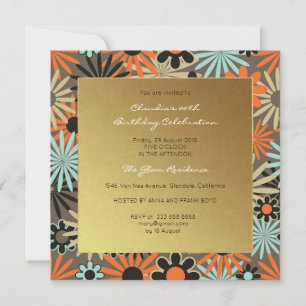 Convite Aniversário do Amarine Preto Floral Dourado
