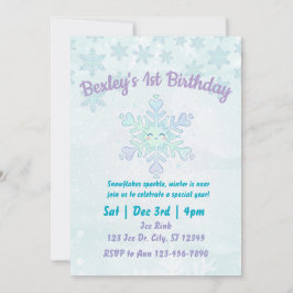 Convite Aniversário do Ano Especial Flocos de Neve Bonitos