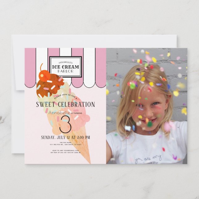 Convite Aniversário do antigo salão de Sorvete Rosa-Rosa F (Frente)