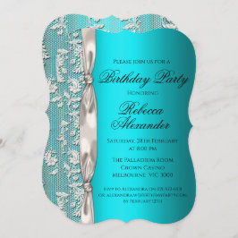Convite Aniversário do Aqua Metálico e do Lace Branco
