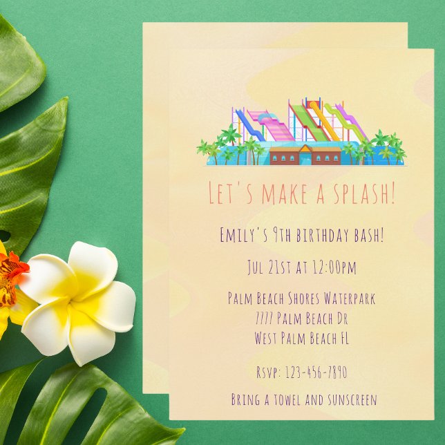 Convite Aniversário do Aquapark Waterslides do Parque Natu (Criador carregado)