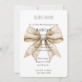 Convite Aniversário do Arco de Glam Silver Cream Chic