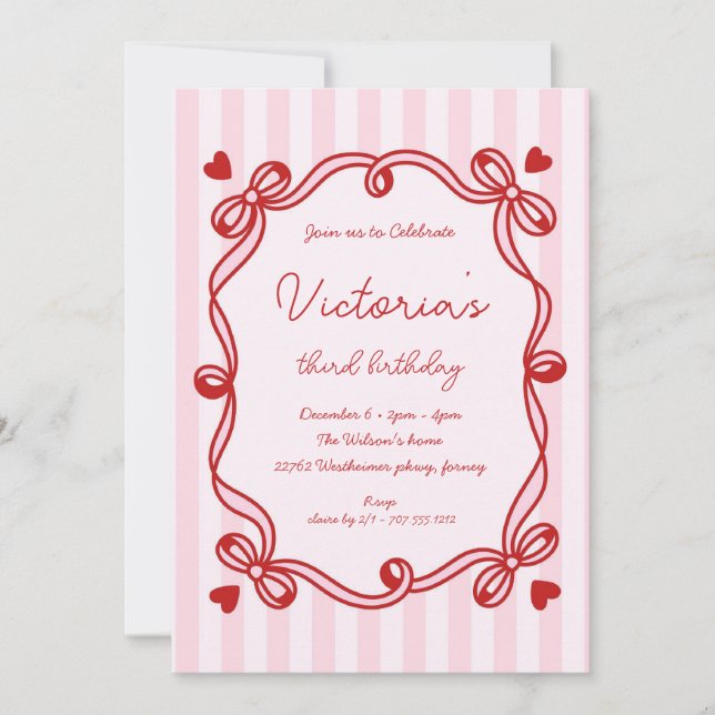 Convite Aniversário do Arco Desenhado à Mão Chic (Frente)