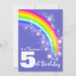 Convite Aniversário do arco-íris cor-de-rosa roxo dos