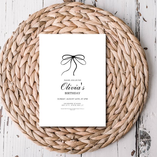 Convite Aniversário do arco negro minimalista Elegante (Criador carregado)