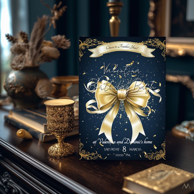 Convite Aniversário do Arco ouro | Celebração Elegante (Criador carregado)