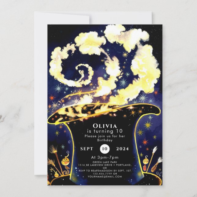 Convite Aniversário do Assistente de Wand Encantado Person (Frente)