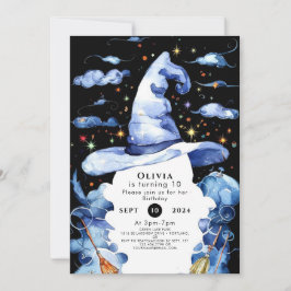 Convite Aniversário do Assistente de Wand Whimsy Watercolo