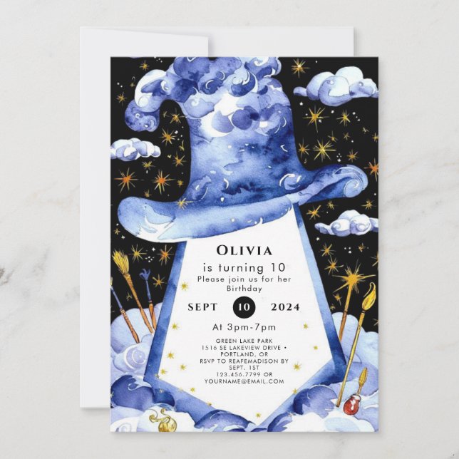 Convite Aniversário do Assistente Encantado Simples (Frente)