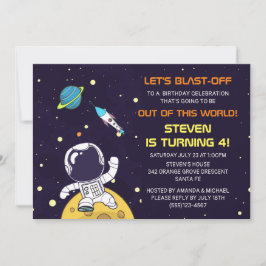 Convite Aniversário do Astronauta que Explora o Espaço Sid
