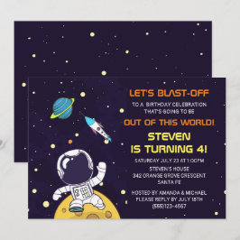 Convite Aniversário do Astronauta que Explora o Espaço Sid