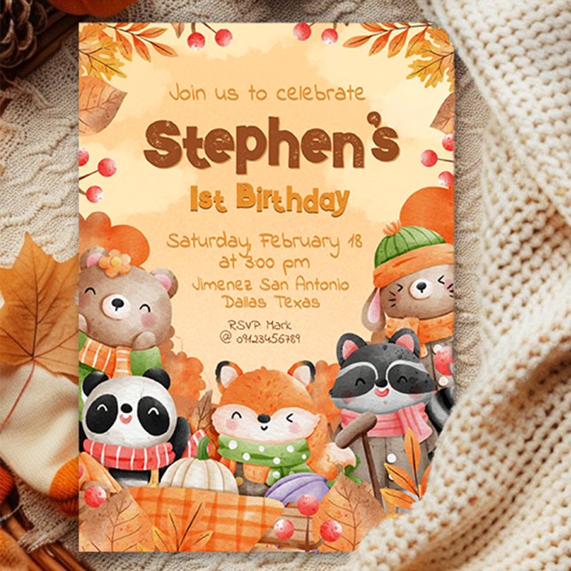 Convite Aniversário do Autumn Woodlands (Autumn Woodlands Birthday Invitation)
