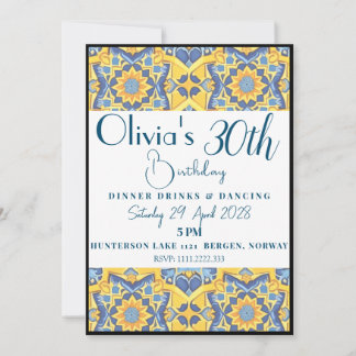 Convite Aniversário do Azulejo Trippy Linhado em Preto e B