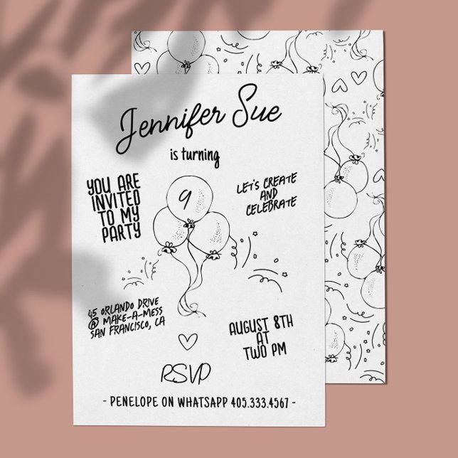 Convite Aniversário do Balão Moderno de Nomes Retroativos (Criador carregado)