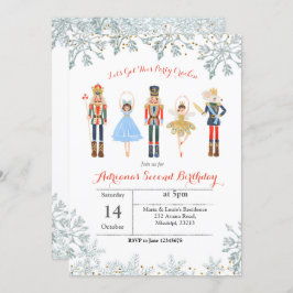 Convite Aniversário do balé Glitter Silver Convide Nutcrac