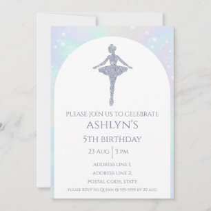 Convite Aniversário do Balé Silver Ballerina Personalizado