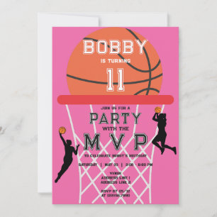 Convite Aniversário do Basquete Esporte Jumpman Pink Mulhe