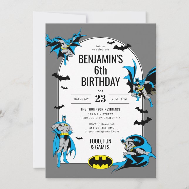 Convite Aniversário do Batman Boy Personalizado (Frente)