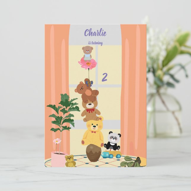 Convite Aniversário do Bear Bear Bear (Em pé/Frente)