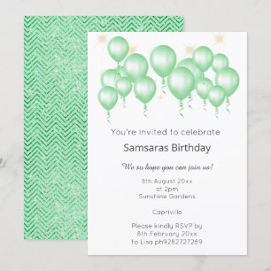 CONVITE ANIVERSÁRIO DO BILHÃO MODERNO SAGE VERDE CHEVRON