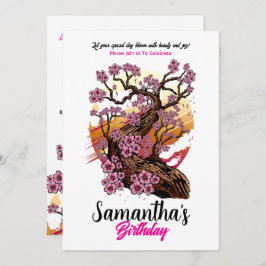 Convite Aniversário do Blossom de Cereja Selvagem