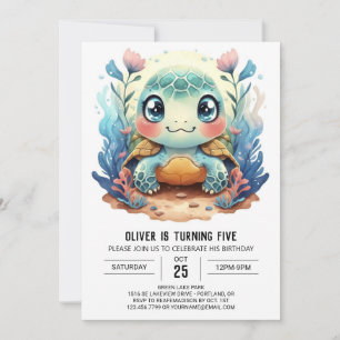 Convite Aniversário do Blue Custom Turtle Boy