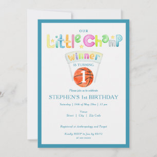 Convite Aniversário do Blue Little Champ Basball em Qualqu