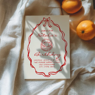 Convite Aniversário do Bolo de Coquetes Desenhado à Mão do