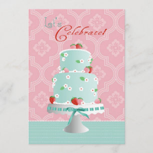 Convite Aniversário do Bolo de Morango
