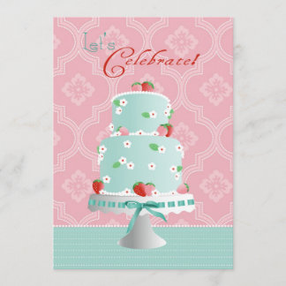 Convite Aniversário do Bolo de Morango