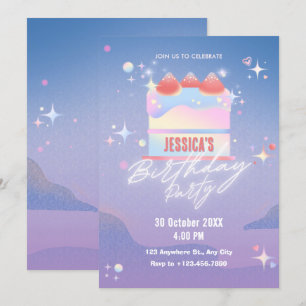 Convite Aniversário do bolo de morango