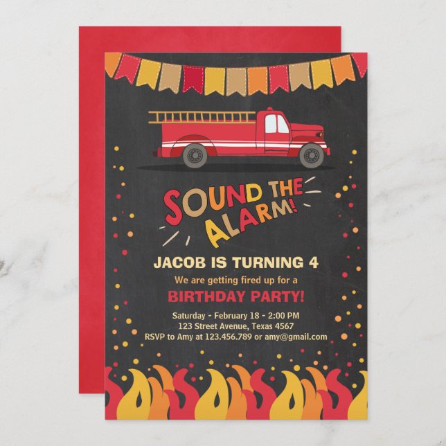 Convite Aniversário do Bombeiro dos Caminhões de Fogo (Frente/Verso)