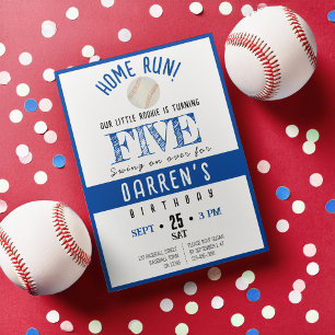 Convite Aniversário do Boneco de Beisebol Rookie Watercolo