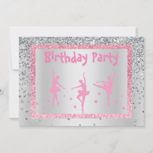 Convite Aniversário do Bonito Ballerina Sparkle Childrens