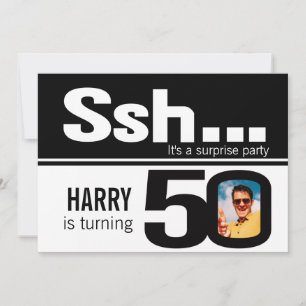 Convite Aniversário do branco do preto dos homens do ssh